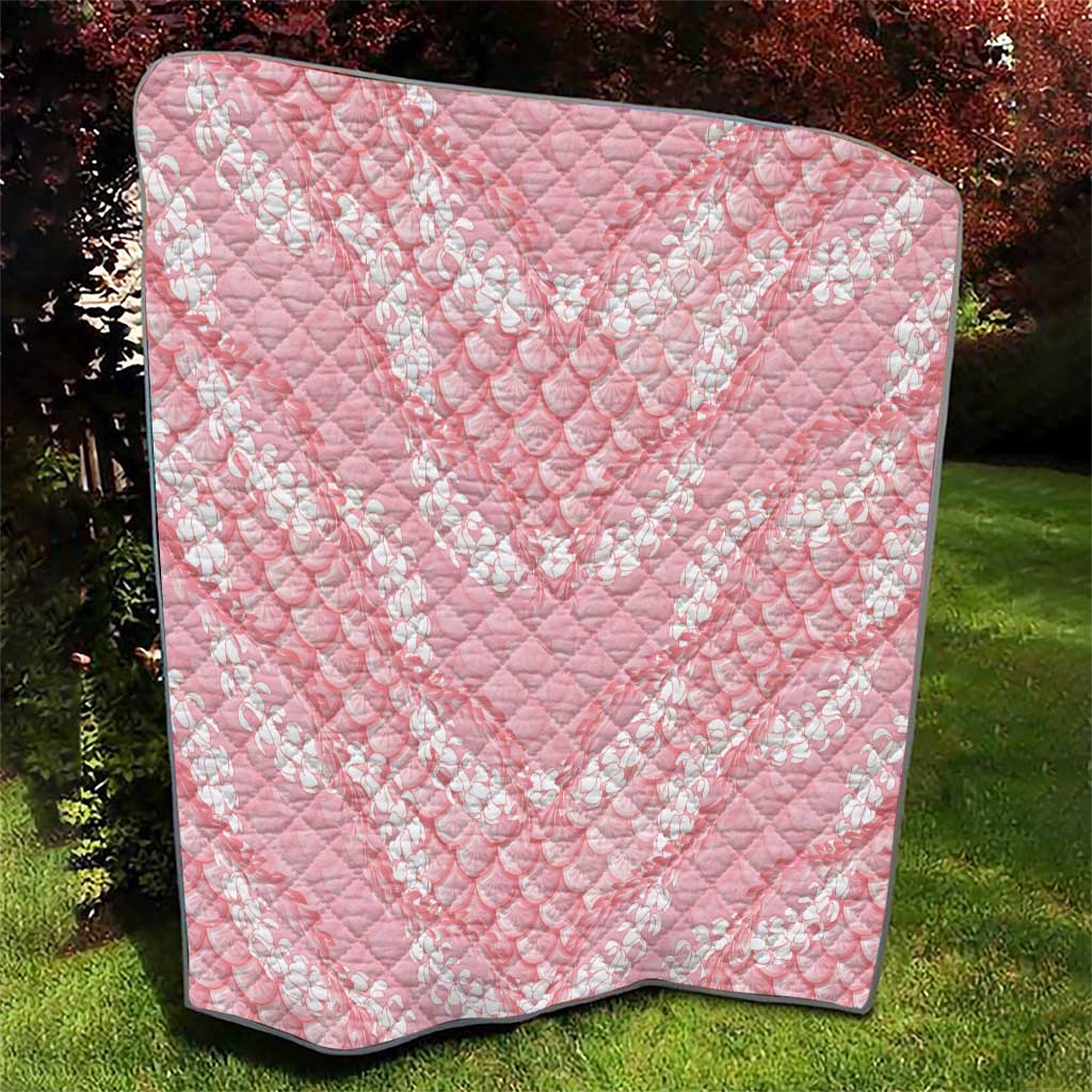 Soft Pink Mermaid Puakenikeni Maile Lei Quilt