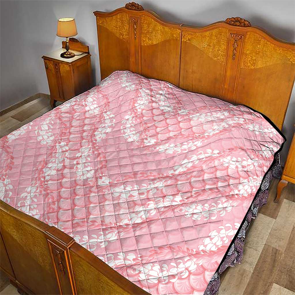 Soft Pink Mermaid Puakenikeni Maile Lei Quilt