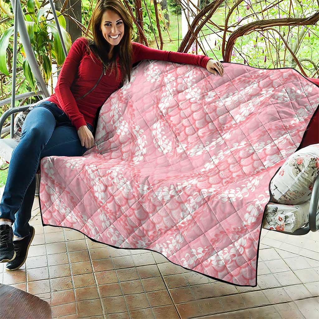 Soft Pink Mermaid Puakenikeni Maile Lei Quilt