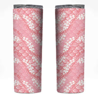 Soft Pink Mermaid Puakenikeni Maile Lei Skinny Tumbler LT01 Pink - Polynesian Pride