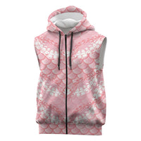 Soft Pink Mermaid Puakenikeni Maile Lei Sleeveless Zip Hoodie