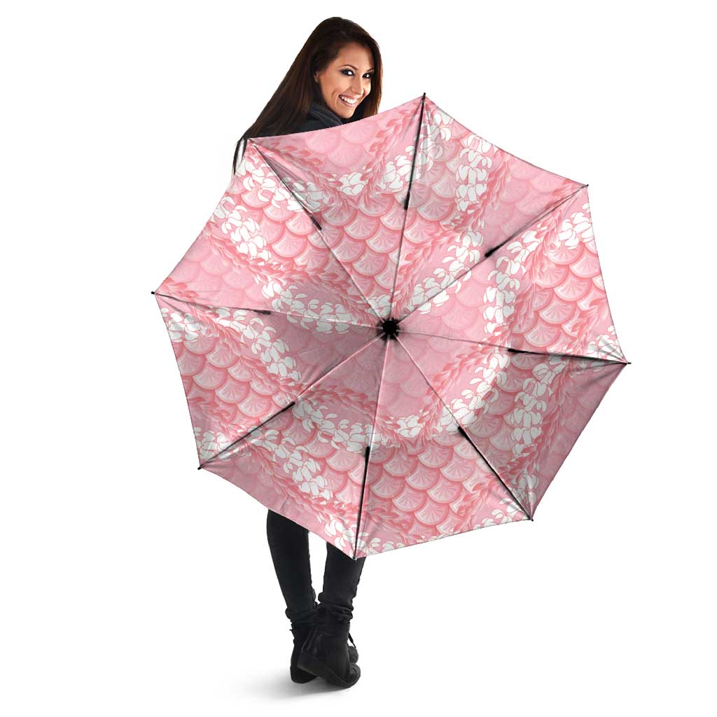 Soft Pink Mermaid Puakenikeni Maile Lei Umbrella
