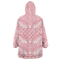 Soft Pink Mermaid Puakenikeni Maile Lei Wearable Blanket Hoodie