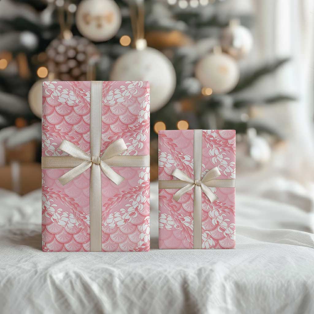 Soft Pink Mermaid Puakenikeni Maile Lei Wrapping Paper