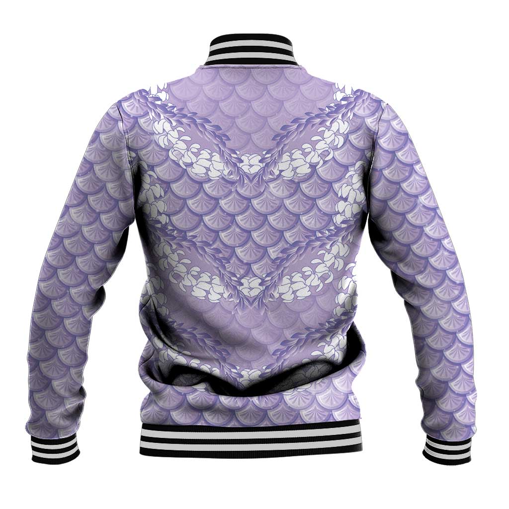 Lilac Mermaid Puakenikeni Maile Lei Baseball Jacket
