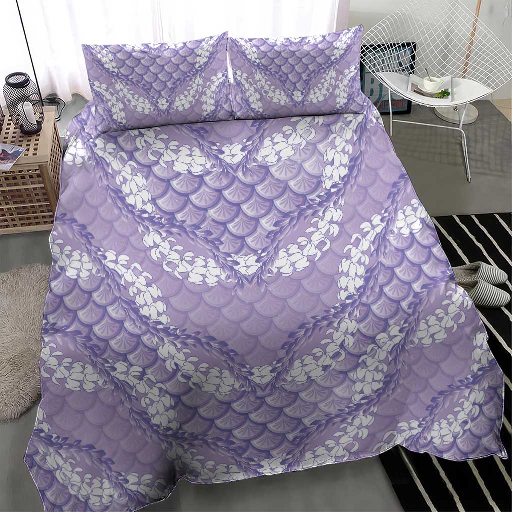Lilac Mermaid Puakenikeni Maile Lei Bedding Set