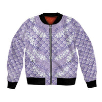 Lilac Mermaid Puakenikeni Maile Lei Bomber Jacket