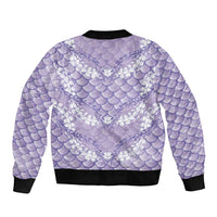Lilac Mermaid Puakenikeni Maile Lei Bomber Jacket