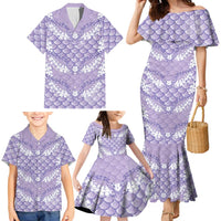 Lilac Mermaid Puakenikeni Maile Lei Family Matching Mermaid Dress and Hawaiian Shirt LT01 - Polynesian Pride