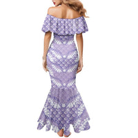 Lilac Mermaid Puakenikeni Maile Lei Family Matching Mermaid Dress and Hawaiian Shirt LT01 - Polynesian Pride
