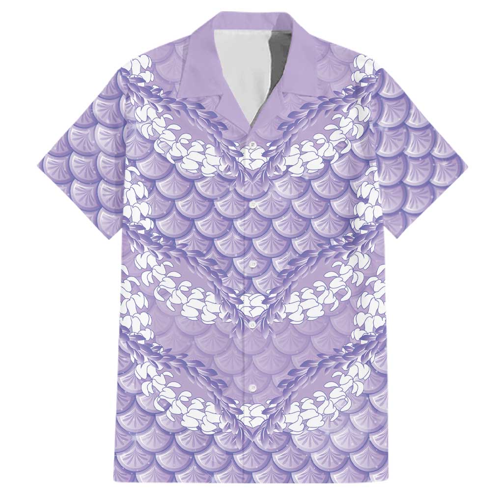 Lilac Mermaid Puakenikeni Maile Lei Family Matching Off Shoulder Maxi Dress and Hawaiian Shirt LT01 Dad's Shirt - Short Sleeve Purple - Polynesian Pride