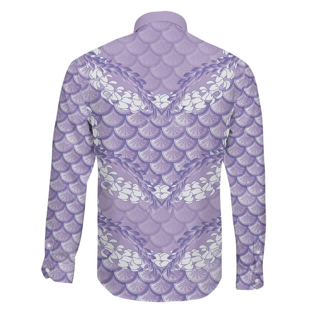 Lilac Mermaid Puakenikeni Maile Lei Family Matching Off Shoulder Maxi Dress and Hawaiian Shirt LT01 - Polynesian Pride