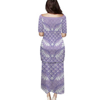 Lilac Mermaid Puakenikeni Maile Lei Family Matching Puletasi and Hawaiian Shirt LT01 - Polynesian Pride