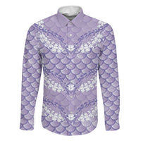 Lilac Mermaid Puakenikeni Maile Lei Family Matching Short Sleeve Bodycon Dress and Hawaiian Shirt LT01 Dad's Shirt - Long Sleeve Purple - Polynesian Pride