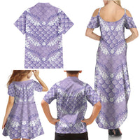 Lilac Mermaid Puakenikeni Maile Lei Family Matching Summer Maxi Dress and Hawaiian Shirt LT01 - Polynesian Pride