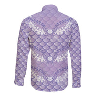 Lilac Mermaid Puakenikeni Maile Lei Long Sleeve Button Shirt