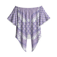Lilac Mermaid Puakenikeni Maile Lei Off Shoulder Wrap Waist Top LT01 Purple - Polynesian Pride