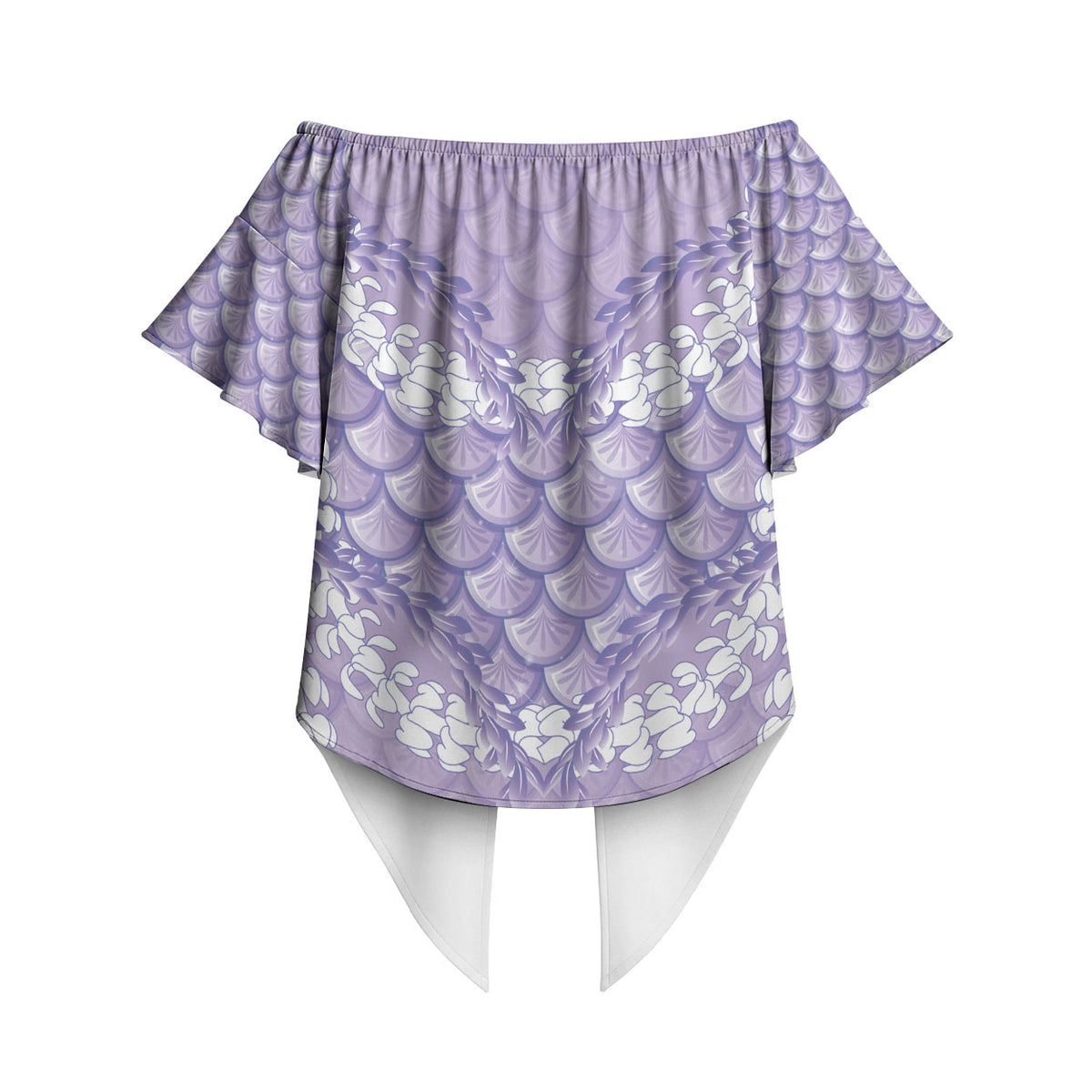 Lilac Mermaid Puakenikeni Maile Lei Off Shoulder Wrap Waist Top LT01 - Polynesian Pride