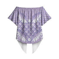 Lilac Mermaid Puakenikeni Maile Lei Off Shoulder Wrap Waist Top LT01 - Polynesian Pride
