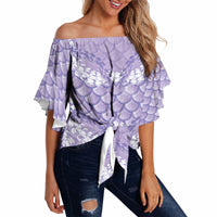 Lilac Mermaid Puakenikeni Maile Lei Off Shoulder Wrap Waist Top LT01 - Polynesian Pride
