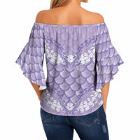 Lilac Mermaid Puakenikeni Maile Lei Off Shoulder Wrap Waist Top LT01 - Polynesian Pride