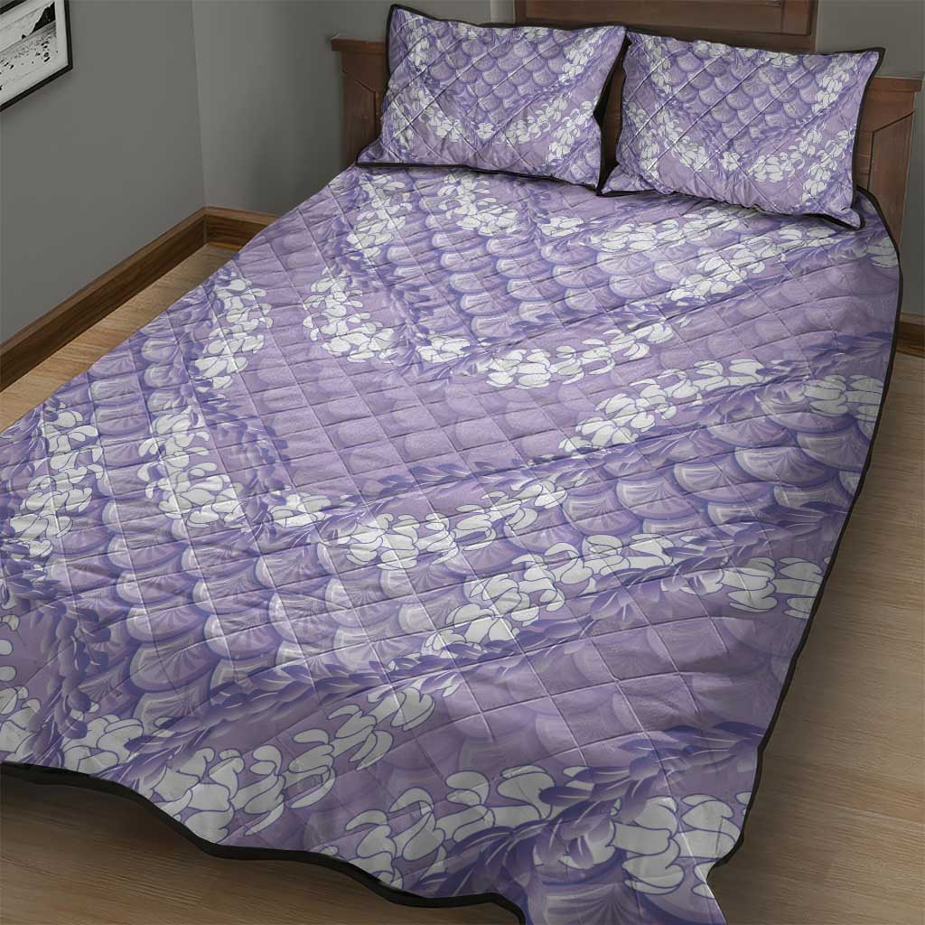Lilac Mermaid Puakenikeni Maile Lei Quilt Bed Set