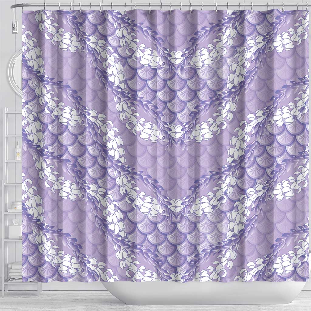 Lilac Mermaid Puakenikeni Maile Lei Shower Curtain