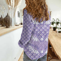 Lilac Mermaid Puakenikeni Maile Lei Women Casual Shirt LT01 - Polynesian Pride