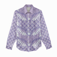 Lilac Mermaid Puakenikeni Maile Lei Women Casual Shirt LT01 - Polynesian Pride