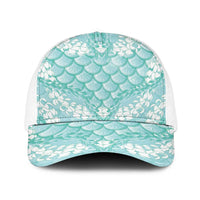 Light Turquoise Mermaid Puakenikeni Maile Lei Baseball Net Cap