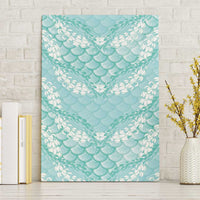Light Turquoise Mermaid Puakenikeni Maile Lei Canvas Wall Art