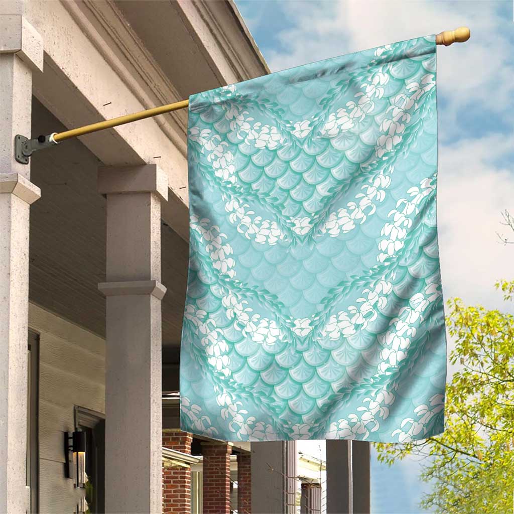 Light Turquoise Mermaid Puakenikeni Maile Lei Garden Flag