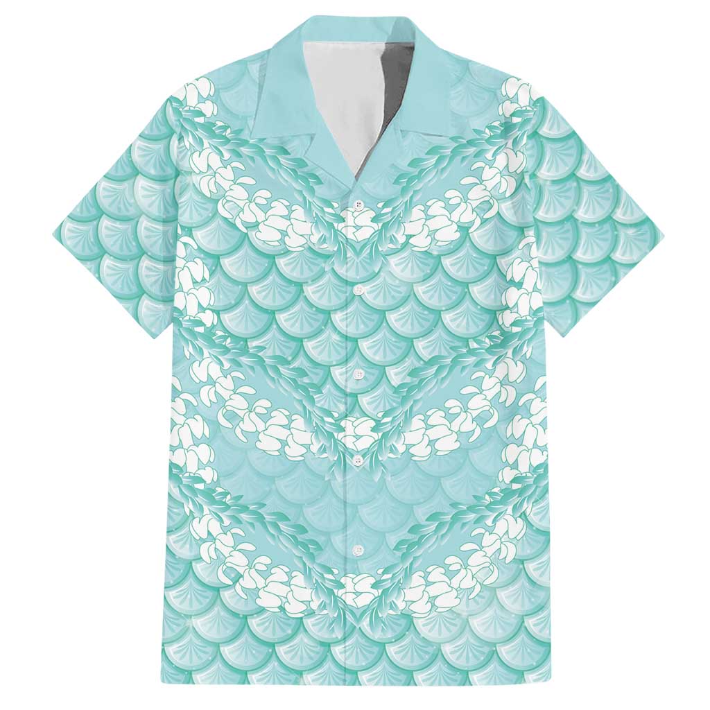Light Turquoise Mermaid Puakenikeni Maile Lei Hawaiian Shirt LT01 Turquoise - Polynesian Pride