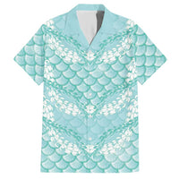 Light Turquoise Mermaid Puakenikeni Maile Lei Hawaiian Shirt LT01 Turquoise - Polynesian Pride