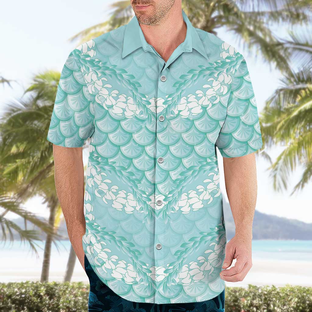 Light Turquoise Mermaid Puakenikeni Maile Lei Hawaiian Shirt LT01 - Polynesian Pride