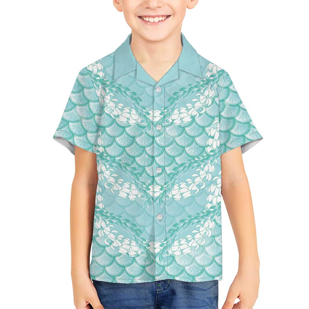 Light Turquoise Mermaid Puakenikeni Maile Lei Hawaiian Shirt LT01 - Polynesian Pride
