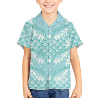 Light Turquoise Mermaid Puakenikeni Maile Lei Hawaiian Shirt LT01 - Polynesian Pride
