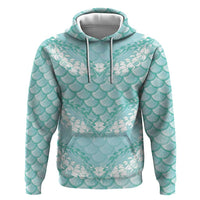 Light Turquoise Mermaid Puakenikeni Maile Lei Hoodie