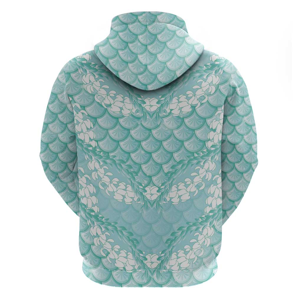 Light Turquoise Mermaid Puakenikeni Maile Lei Hoodie