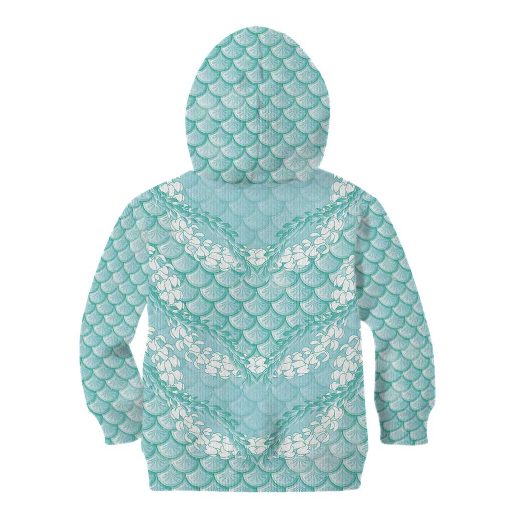Light Turquoise Mermaid Puakenikeni Maile Lei Kid Hoodie