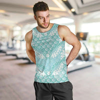 Light Turquoise Mermaid Puakenikeni Maile Lei Men Tank Top