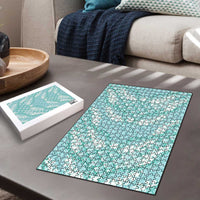 Light Turquoise Mermaid Puakenikeni Maile Lei Puzzle