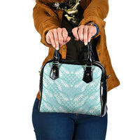 Light Turquoise Mermaid Puakenikeni Maile Lei Shoulder Handbag