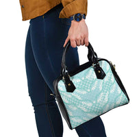 Light Turquoise Mermaid Puakenikeni Maile Lei Shoulder Handbag