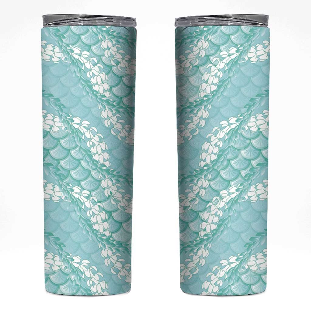 Light Turquoise Mermaid Puakenikeni Maile Lei Skinny Tumbler