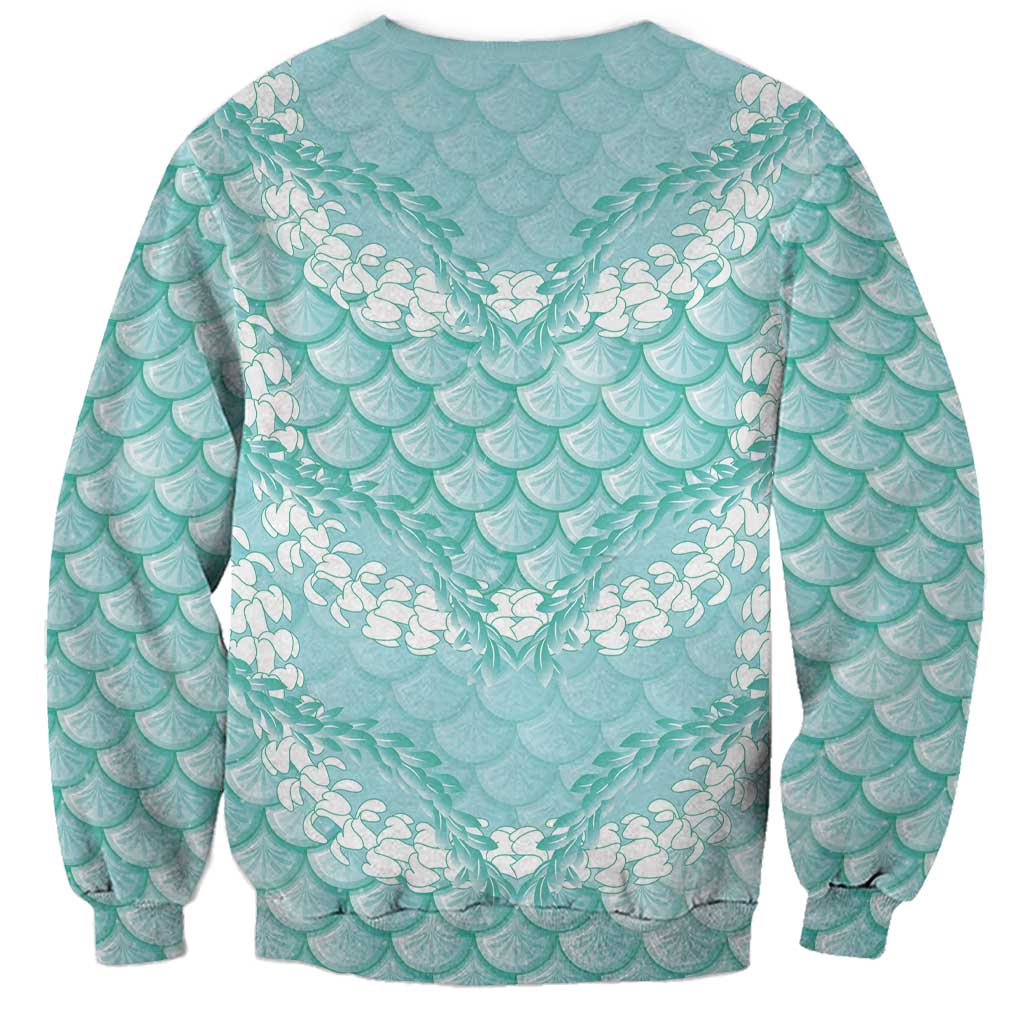 Light Turquoise Mermaid Puakenikeni Maile Lei Sweatshirt
