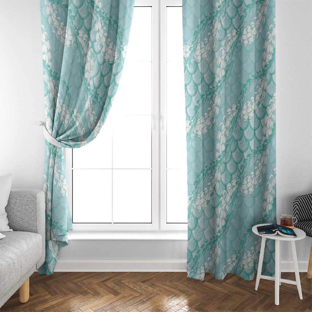Light Turquoise Mermaid Puakenikeni Maile Lei Window Curtain