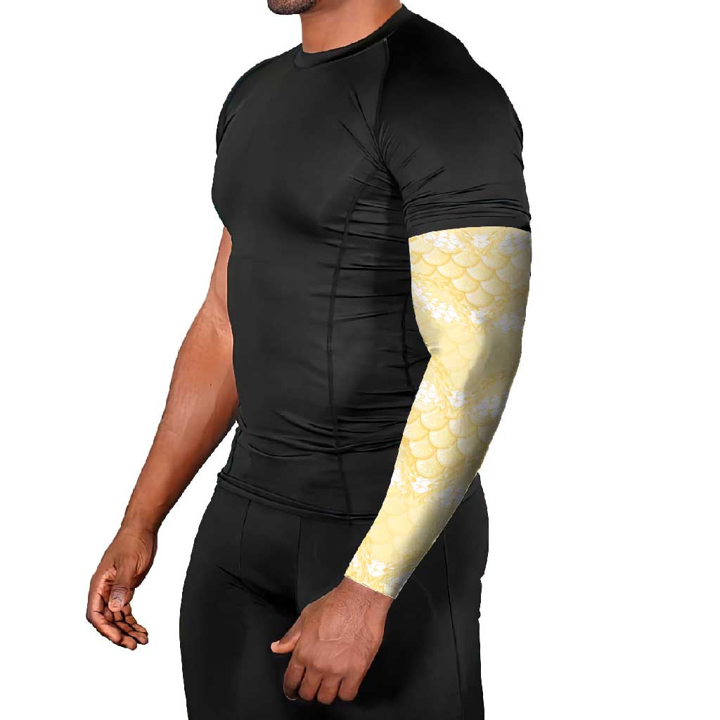 Pastel Yellow Mermaid Puakenikeni Maile Lei Arm Sleeves LT01 - Polynesian Pride