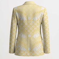 Pastel Yellow Mermaid Puakenikeni Maile Lei Blazer