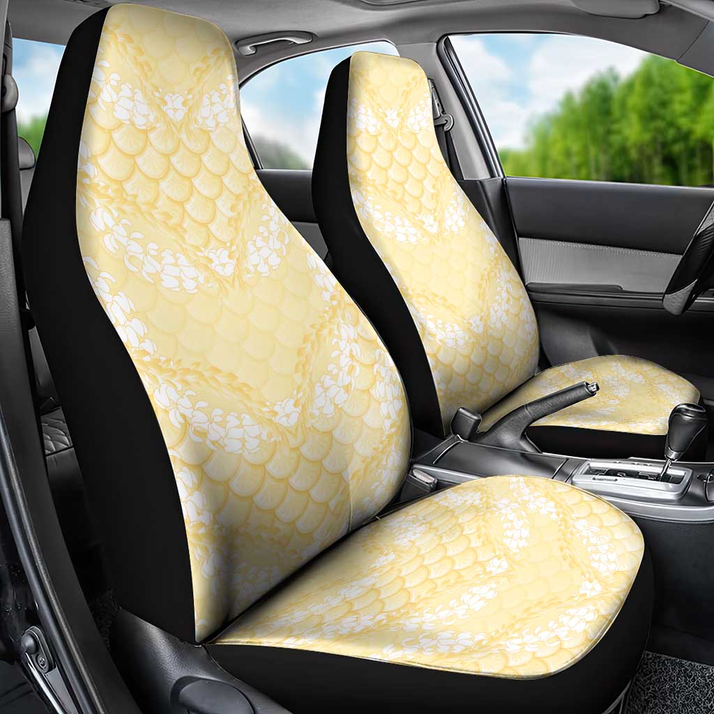 Pastel Yellow Mermaid Puakenikeni Maile Lei Car Seat Cover LT01 - Polynesian Pride